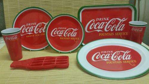 COCA COLA TRAYS, PLATES, CUPS AND ICE TRAY